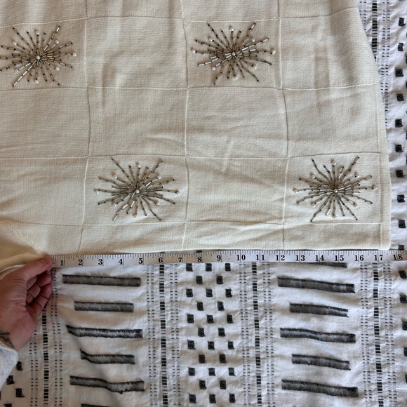 NWT Liz Claiborne Wool Acrylic Beaded Snowflake Cream Ecru Sweater Size Medium - Picture 8 of 16